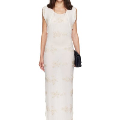 Kanika Agarwal SSENSE Exclusive Off-White Embroidered Raglan Maxi Dress