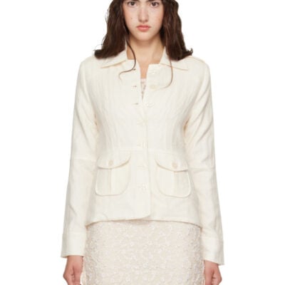 Kanika Agarwal SSENSE Exclusive Off-White Wool Utility Jacket