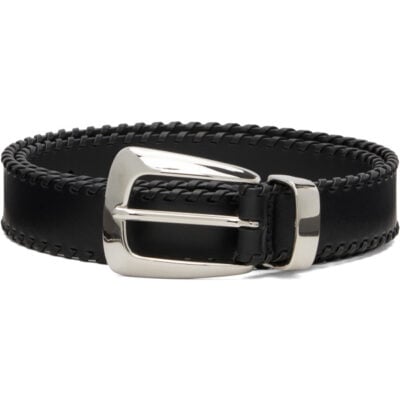Khaite Black Benny Whipstitch Belt