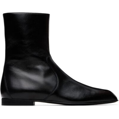 Khaite Black Colt Ankle Boots