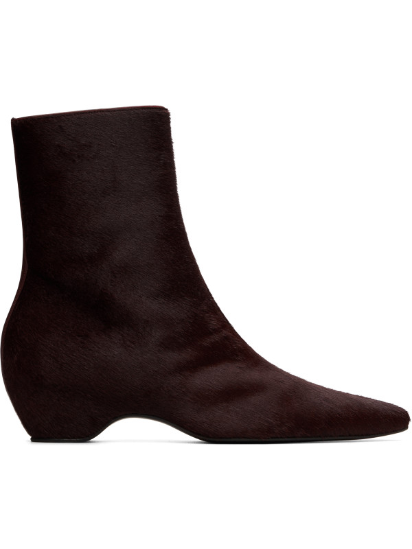Khaite Burgundy Sybil Ankle Boots