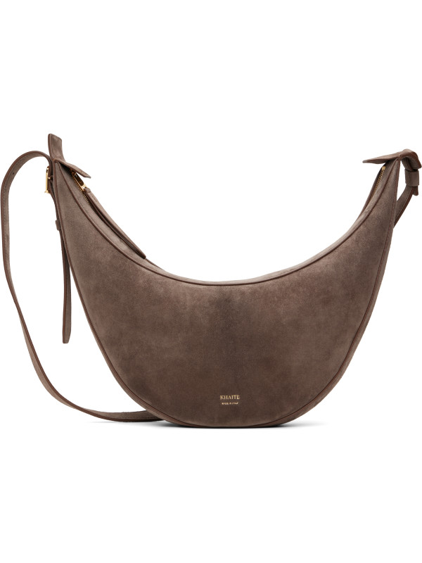 Khaite Taupe Suede Augustina Small Crossbody Bag
