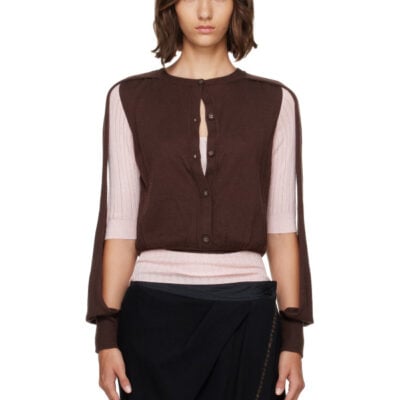Kiko Kostadinov Brown & Pink Corella Double Sleeve Sweater