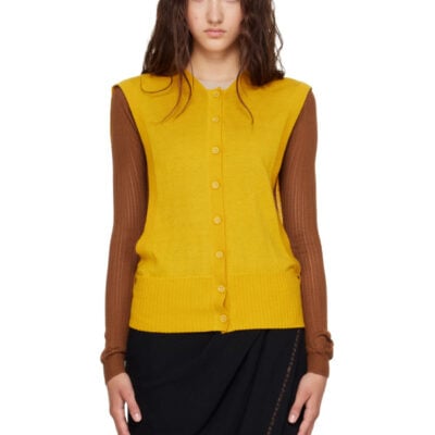 Kiko Kostadinov Yellow & Brown Guillemot Cocoon Cardigan