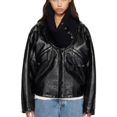Lanvin Black Short Vinyl Coat