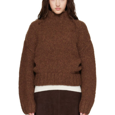 Lauren Manoogian Brown Handknit Mockneck Sweater