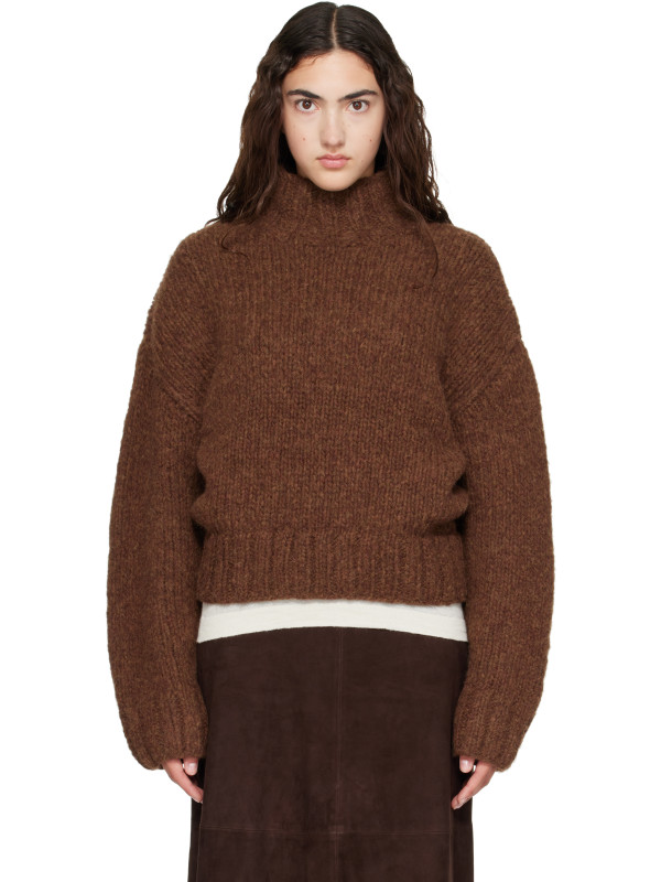 Lauren Manoogian Brown Handknit Mockneck Sweater