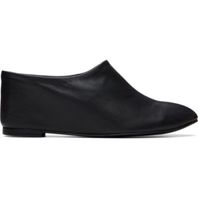 Le17Septembre Black Minimal Wedge Mule Heels