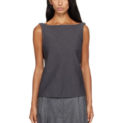 Le17Septembre Gray Draped Back-Scoop Sleeveless Top