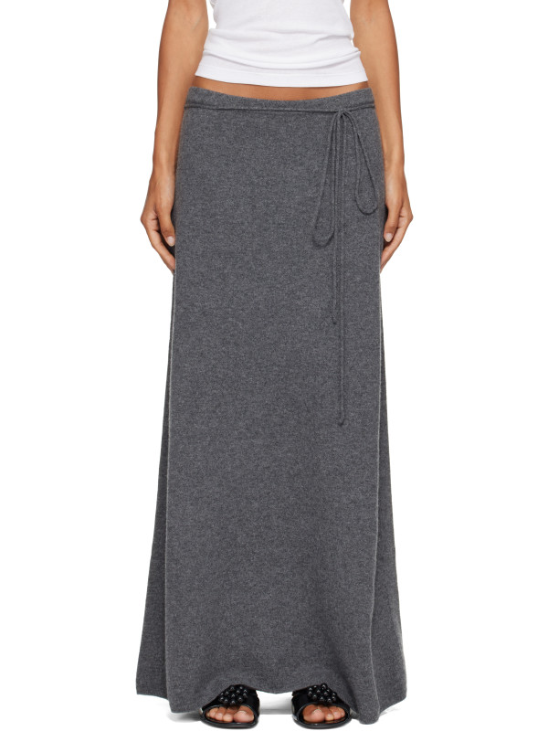 Le17Septembre Gray Moro Cashmere Knit Maxi Skirt