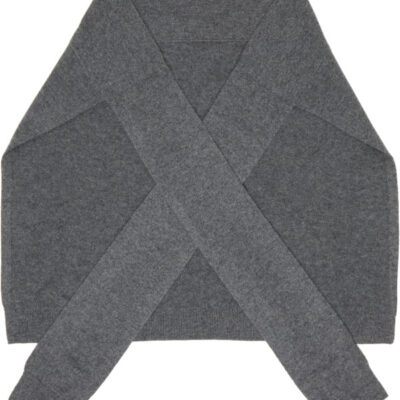 Le17Septembre Gray Pure Cashmere Knit Muffler Scarf