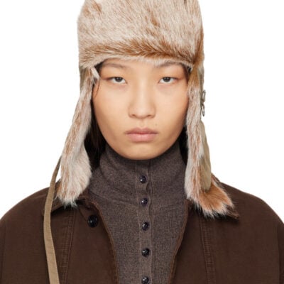 Lemaire Beige Fuzzy Chapka Hat