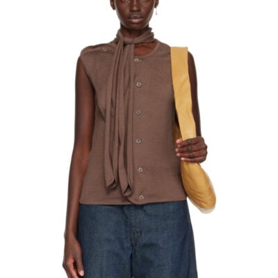 Lemaire Brown Asymmetrical Cardigan