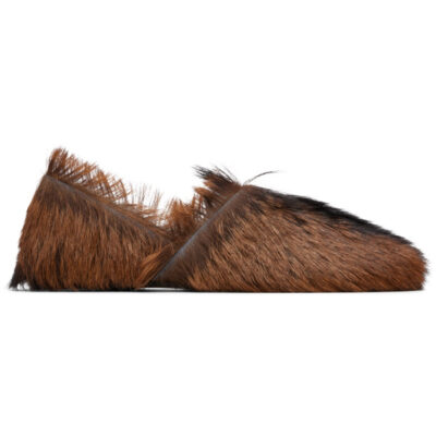 Lemaire Brown Long-Hair Leather Slipper Loafers