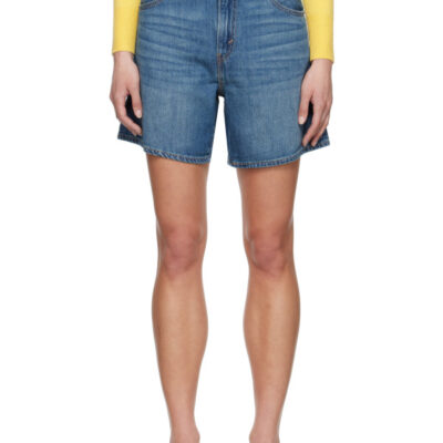 Levis Blue High Rise Baggy Linen+ Lightweight Denim Shorts