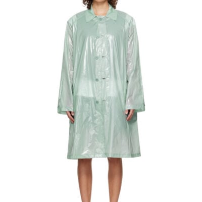 Lii Studio Green Gloss Trench Coat