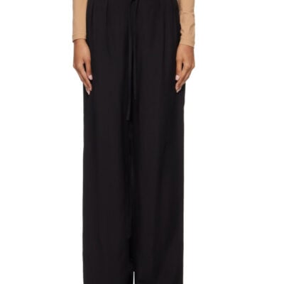 Loulou Studio Black Ellon Straight Leg Drawstring Trousers