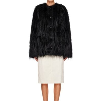 Loulou Studio Black Rowe Faux-Fur Coat
