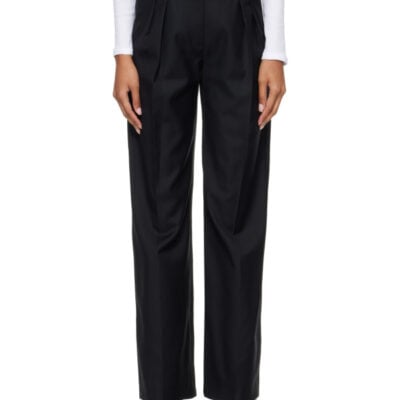 Loulou Studio Black Sbiru Virgin Wool Pleated Trousers