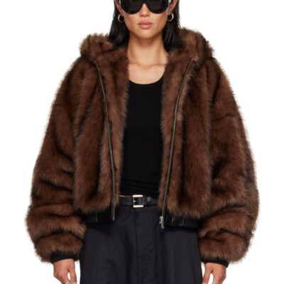 Luu Dan Brown Yeti Outlaw Faux-Fur Jacket