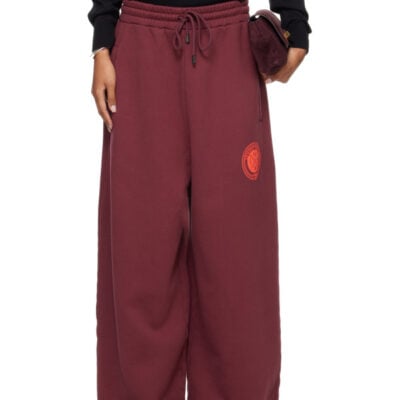 Luu Dan Burgundy Raw-Cut Bontan Sweatpants