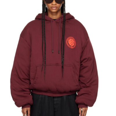 Luu Dan Burgundy Wadded Slouch Hoodie