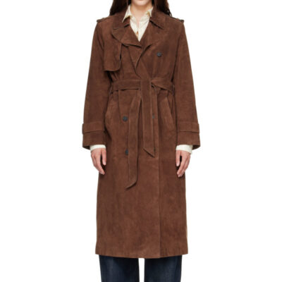 Mackage Brown Gael-SU Maxi Suede Trench Coat