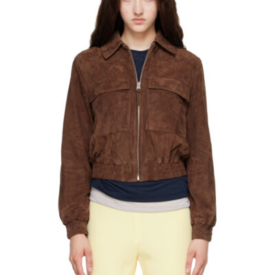 Mackage Brown Senka-SU Patch Pocket Suede Jacket