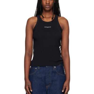 Maison Kitsune Black 'Maison Kitsuné Paris' Ribbed Tank Top