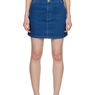 Maison Kitsune Blue High-Rise Denim Miniskirt