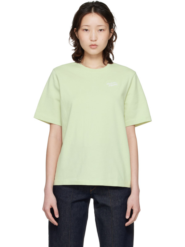 Maison Kitsune Green 'Maison Kitsune' Handwriting Comfort T-shirt