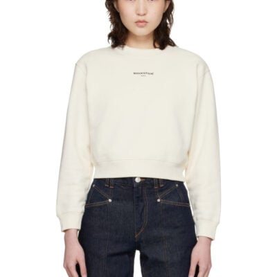 Maison Kitsune Off-White 'Maison Kitsuné Paris' Cropped Sweatshirt