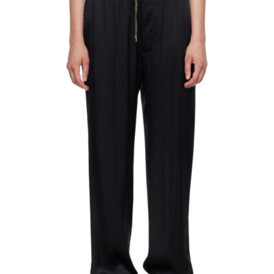Maison Margiela Black Satin Drawstring Trousers