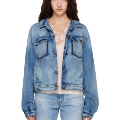 Maison Margiela Blue Folded Collar Denim Jacket
