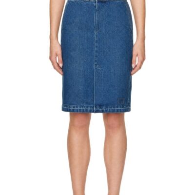Maison Margiela Blue Pleated Denim Midi Skirt