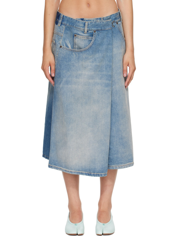 Maison Margiela Blue Wrap Denim Midi Skirt