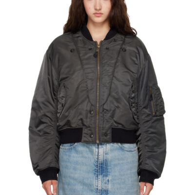 Maison Margiela Gray & Black Reversible Bomber Jacket