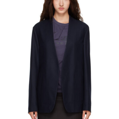 Maison Margiela Navy Minimal Virgin Wool Blazer