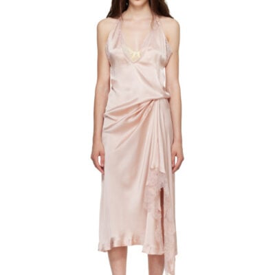 Maison Margiela Pink Lace Slip Midi Dress