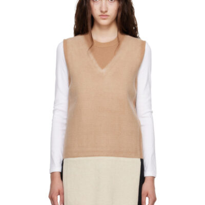 Maison Margiela Tan & Beige Fused Knit Vest
