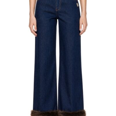 Marc Jacobs Blue Faux Fur Cropped Jeans
