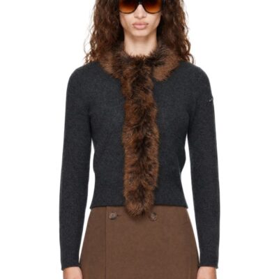 Marc Jacobs Gray Faux Fur Lined Cardigan