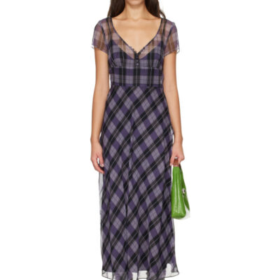 Marc Jacobs Purple Plaid Chiffon Midi Dress
