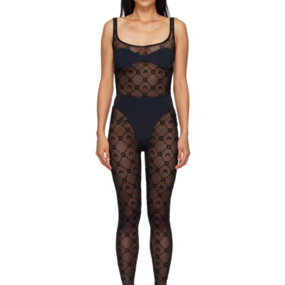 Marine Serre Black Monogram Mesh Flock Jumpsuit