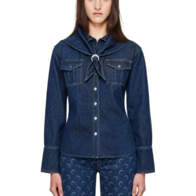 Marine Serre Navy Denim Overshirt
