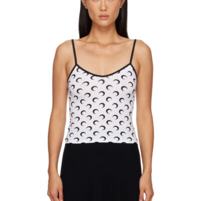 Marine Serre White Moon Printed Jersey Straps Camisole
