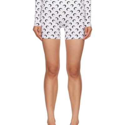 Marine Serre White Recycled Moon Jersey Mini Shorts