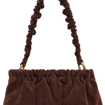 Marni Brown Suede Ruffles Clutch Bag