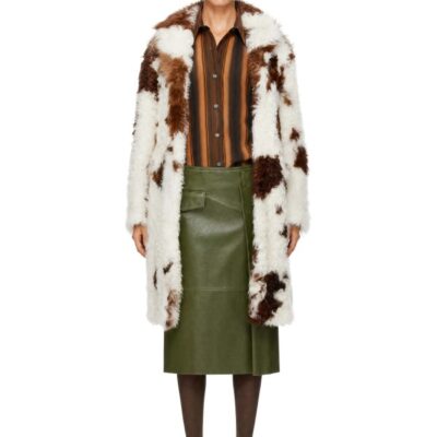 Marni White & Brown Lambskin Shearling Coat