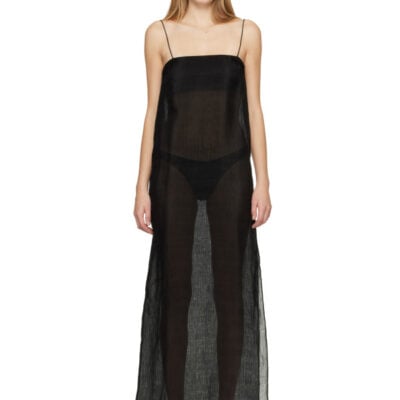Matteau Black Sheer Cami Maxi Dress